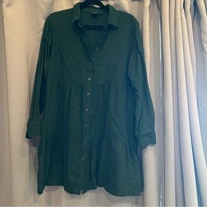 GAP Dark Green Button-Up Mini Dress—Medium